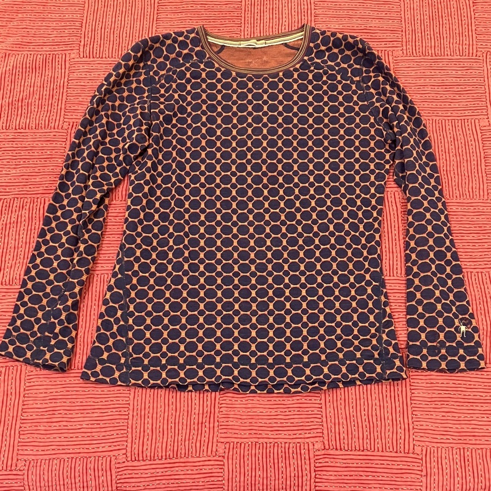Smartwool merino Women's Navy and orange Geometric Long Sleeve Top